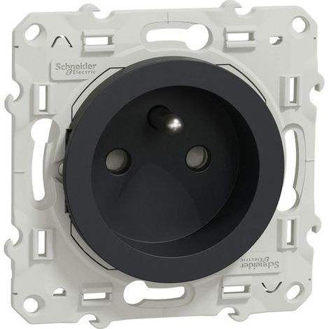 Odace, prise de courant 2P+T Anthracite, à vis, connexion rapide - S540059