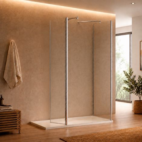 Paroi de douche Fixe 120 cm + Paroi Laterale 80 cm + Volet 40 cm - Transparente (1/5)