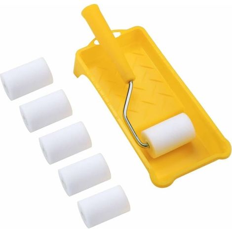 Kit de rouleau à peindre mousse 2 pouces mini, recharges haute densité, lot de 6, peinture fine et finitions précises (1/4)