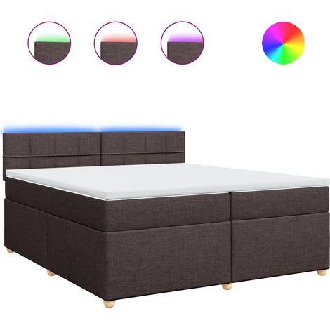 Maison Exclusive - Cama box spring con colchón tela marrón oscuro (1/5)