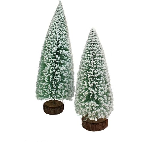 Deko Tannenbäume im 2er Set - 35 / 26 cm - verschneite Bäume zur Tisch- und Fensterdekoration
