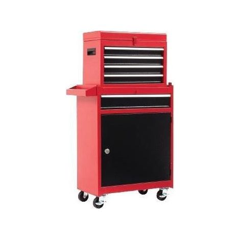 Domac – Servante d'atelier 7 tiroirs en métal – Bac de rangement amovible – Charge maximale 45 kg – Dimensions H103xL52xP29 cm – 4 roulettes mobiles