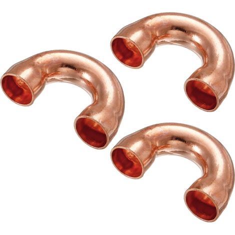 U Forme Coude 180 Degré Cuivre Tuyau Raccord Sueur Soudure Connexion 10mm ID pour Plomberie, HVAC, Réfrigération Système, Paquet de 3 (1/4)