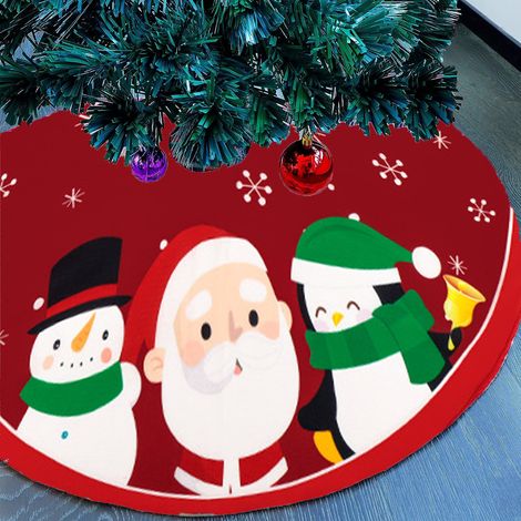 Jupe Pour Arbre De Noël - 60 cm - Rouge - En Tissu - Double Épaisseur - Avec Velcro - Pour Décoration Intérieure Et Extérieure - 1 Pièce (1/5)
