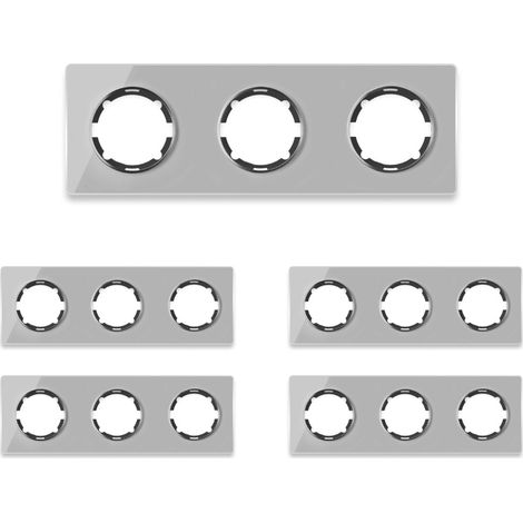 Plaque de finition OneKeyElectro Garda, horizontal, 3 postes, lot de 5, gris