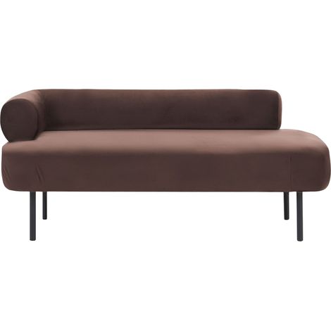 Chaise Longue à Gauche Moderne en Velours Pieds en Métal Marron Foncé Mirmande