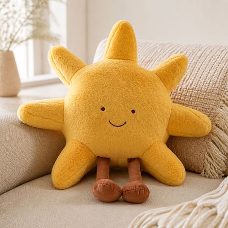Coussin Soleil et Lune Style Nordique, Douce en PP Coton, Décoration Canapé et Lit, Design Mignon avec Visage, 35cm (1/5)