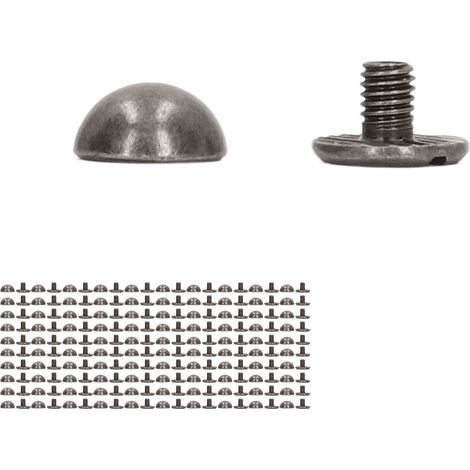 Kit de 100 rivets en cuir de 8 mm, petits rivets ronds portables en forme de champignon, en alliage dur électroplaqué, gris argenté (1/5)