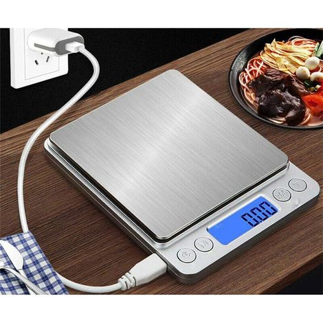MINKUROW Bilancia Da Cucina Digitale Con Ricarica Usb, Bilancia Digitale 0,1g/3kg, Bilancia Elettronica Di Precisione, Funzione Psc/Tara/Display Lcd, Conversione 9 Unità (1/5)
