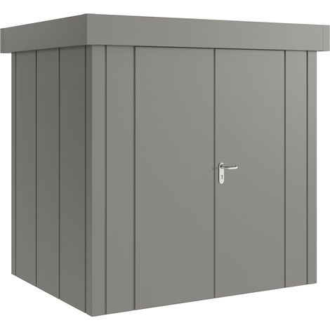 Hörmann Metall-Gerätehaus "Juno" mit Flachdach, JFD4 - Design, 214 x 166 cm (B x T), graualuminium, 2-flüglige Tür (1/5)