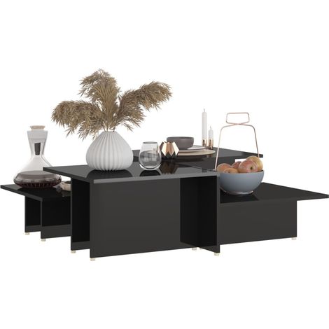 Tables basses 2 pcs Noir brillant 111,5x50x33 cm (1/5)