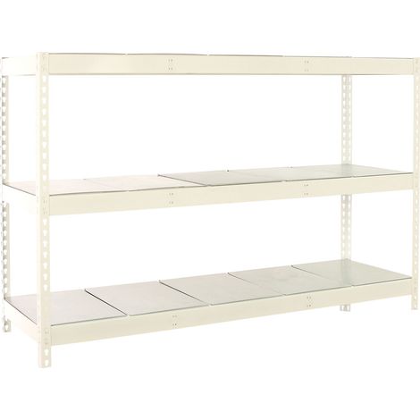 SimonRack Étagère Industrielle, 2000x2400x900 mm, 3 Niveaux, 400 kg Capacité de Charge et Point de Flexion, Métal, Étagère Charge Lourde, Blanc/Galvanisé - Simonforte (1/5)