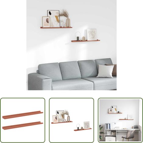 Rangement mural - Étagère Murale 2 pcs Rouge 80 x 9 x 3 cm Bois d'ingénierie (1/5)
