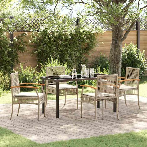 Set da Pranzo per Giardino 5 pz Beige e Nero Rattan vidaXL (1/5)