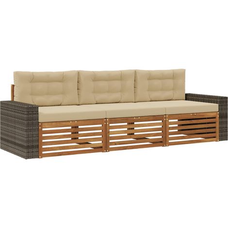 vidaXL Outdoor Sofa Set 3 pcs Natural and Beige Polyester