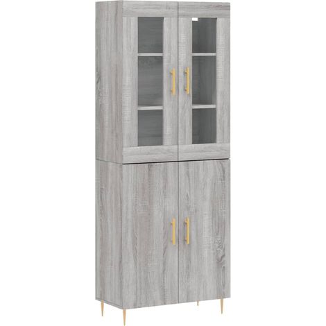 Aparador cómoda cómoda armario mueble organizador cocina salón salón alto Sonoma 69,5 x 34 x 180 cm madera contrachapada gris 020035612 (1/5)