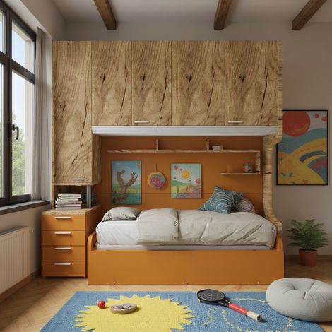 Cameretta a ponte con letto estraibile e spazio intelligente - Quercia e zolfo