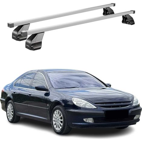 OMAC Dachträger Querträger Stahl für Peugeot 607 2005-2010 FL – Abschließbar – City-Crash-getestet – DIN 75302:2019 – ISO/PAS 11154:2006 – Max. 75 kg Silber (1/5)
