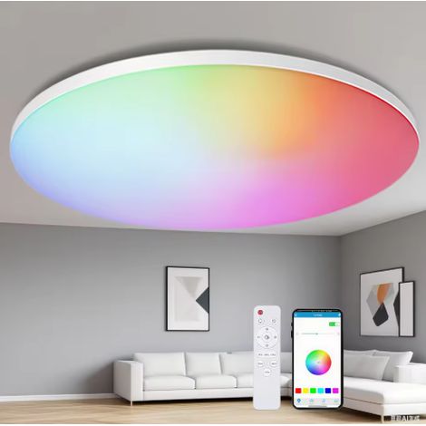 Plafonnier LED, 24W, 45 cm, RGB, télécommande, luminosité réglable, pour salon, chambre, couloir, cuisine ou bureau.-AquaForge (1/5)