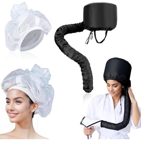 Drying Cap and 1 Net Cap, Adjustable Polyester Taffeta, 30x45cm Mesh, For Curly Hair Care (1/5)