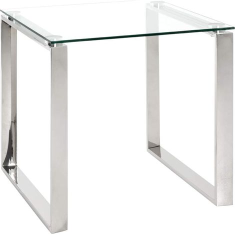 Table d'appoint en verre trempé transparent - 55 x 55 x 55 cm -PEGANE-