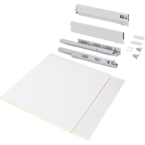 Emuca Schubladegarnitur Vertex für Küche oder Badezimmer mit 3D-Verstellung, Höhe 93mm, mit Spanplatten, Modul 600mm, Weiß lackiert (1/5)
