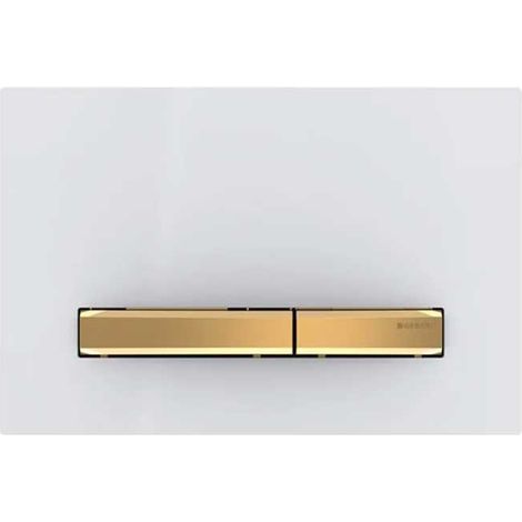 Placca Geberit Sigma50 Square Bianco / Ottone Doppio Tasto 115.672.11.2 Ottone