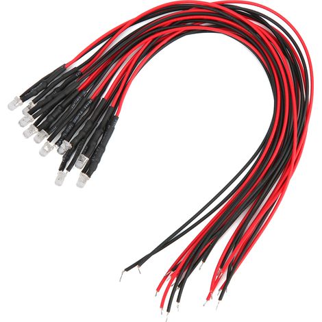 Lot de 50 LED pré-câblées, tête ronde, clignotant simple, 12 V, lumière verte (1/5)