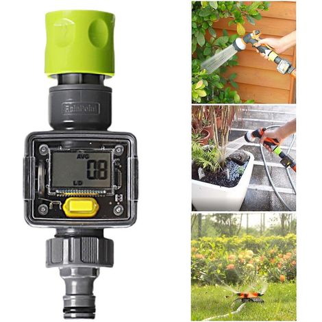 Compteur de débit d'eau numérique pour tuyau d'arrosage extérieur (jardin, camping-car, etc.) (1/5)