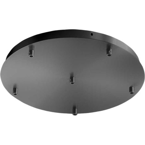 Rosone Tondo Ofelia Mini B T/6 - Base per Lampada a Sospensione con 6 Fori, Finitura Nero Opaco, Grado IP20 - Gealuce (1/3)