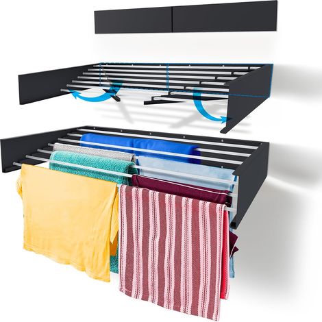 1 - Séchoir à linge - Accessoire de séchage - Extensible et rabattable - Pour intérieur et extérieur - Gris - 120 cm (1/5)