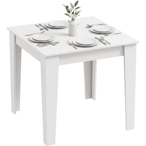 HOMCOM Dining Table for 4, 80L x 80W x 75Hcm, White (1/5)