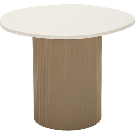 Tavolino da Caffè in Metallo con Piano Marmo Artificiale Bianco Salone (1/4)