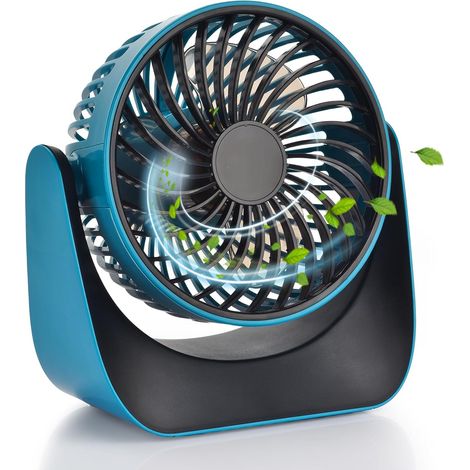 Ventilateur de bureau, ventilateur de bureau portable, ventilateur silencieux, réglable à 360°, adapté à la maison ou au bureau, voyage, bleu (1/5)