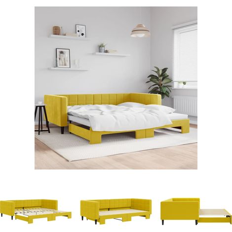 The Living Store Tagesbett Ausziehbar Gelb 100x200 cm Samt - Betten & Bettgestelle (1/5)