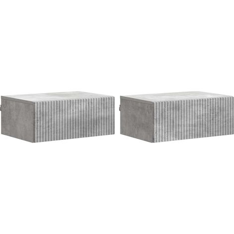 Wall-Mounted Bedside Cabinet with Drawer 2 pcs Concrete Grey vidaXL