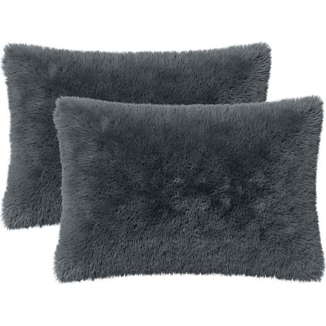 Housse de coussin 2 pcs HEERLEN Anthracite 50 x 80 cm Fleece PV vidaXL