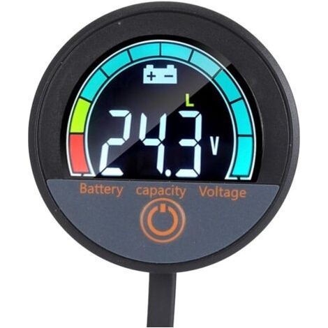 Indicateur d'énergie rond, voltmètre et indicateur de capacité de batterie, grand angle de vision, DC 8-100 V, pour batteries lithium-fer-acide de vélos électriques
