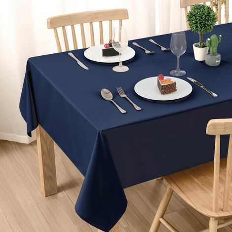 Nappe 130x160cm bleu foncé imperméable et antitache pour intérieur et extérieur