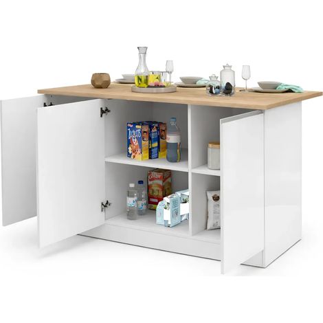 Isola Cucina 3 Ante Bianco Rovere 155x90x90 cm Legno Nobilitato