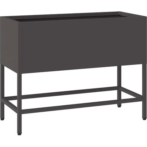 Macetero elevado moderno 60 x 26 x 45 cm estilo moderno acero negro 020052095 (1/5)