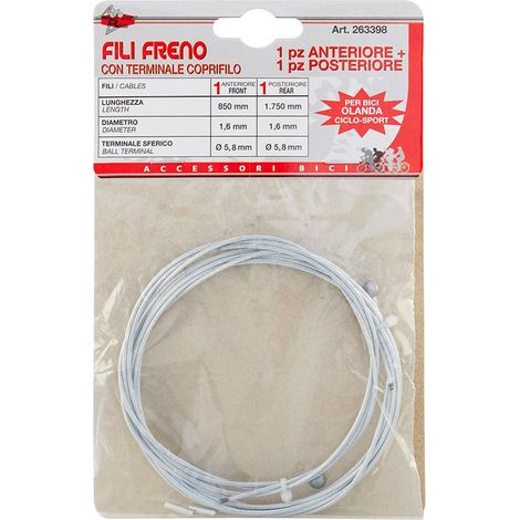 FILO FRENO X BICI OLANDA (KIT ANT.85CM -POST.175CM) Ø 1,6MM