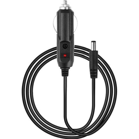 12V 5A Car Cigarette Lighter Power Supply Adapter with 5.5x2.1mm DC Plug, 1.5M/5FT Extension Cable, LED Indicator, Built-in Fuse for Car Rear View Monitors, CCTV Cameras, Dash Cams, Motor Devices (1/5)