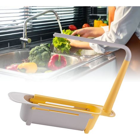Ausziehbare Seifenablage, farblich abgesetztes PP, leicht zu reinigen, mehrfach verstellbare Spülbeckenablage, 170 g Organizer, Küchengelb (1/5)