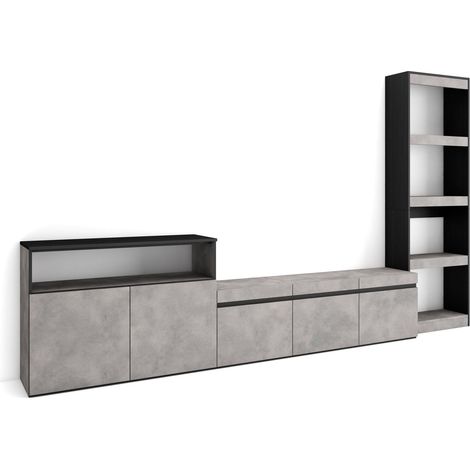 Ensemble Meuble TV Meuble Salon Complet 310x186x35cm pour Les TV jusqu'à 65" Salon Complet Style Moderne Ciment (1/5)