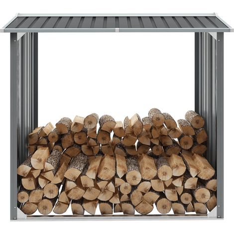 FIMEI Abri de stockage de bois Acier galvanisé 172x91x154 cm Gris (1/6)