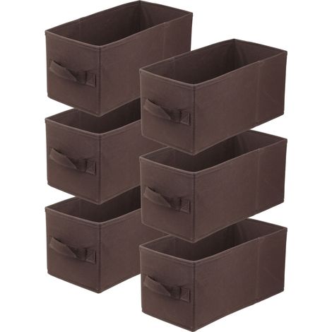 Boîte textile 15x31x15 brun foncé - Lot de 6