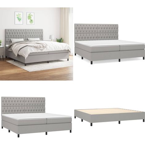 Boxspringbett mit Matratze Hellgrau 200x200 cm Stoff - Boxspringbett - Doppelbett - Bettenrahmen - Schlafsystem - Hellgrau - Home & Living (1/5)