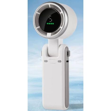 Ventilador de escritorio plegable y portátil, 5 velocidades, potente turbina, apto para uso en interiores y exteriores, color blanco. (1/5)