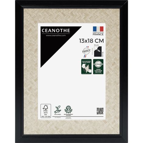 Cadre Photo Noir et cannage 13x18 cm et 18x13 cm - Convient au A6 et Carte Postale - Cadre pour photo 13x18 cm – Fabriqué en France – Cadre Photo Palma Noir 13x18 cm - Verre acrylique Incassable (1/5)